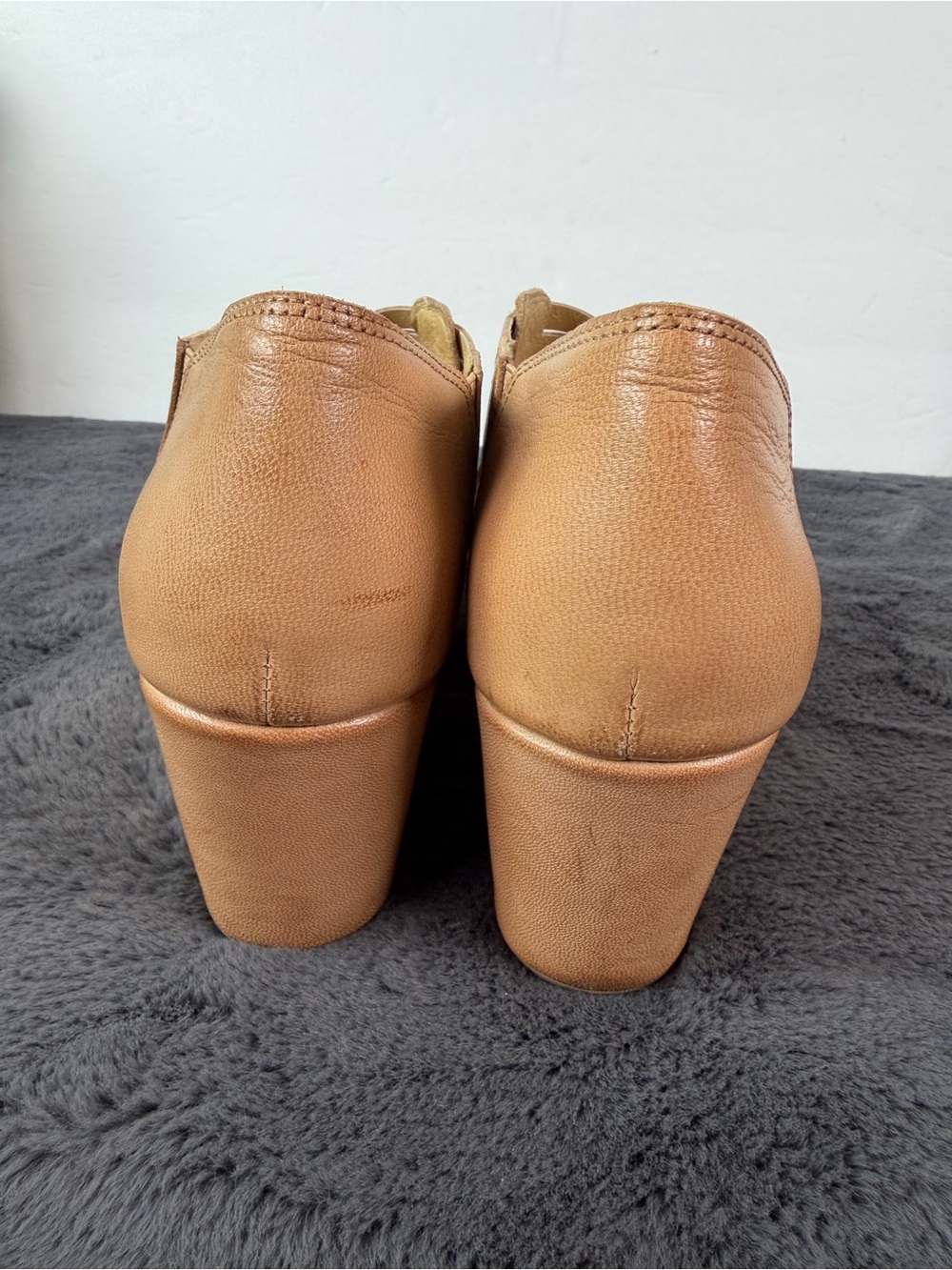 Chocolat Blu Women’s 7.5 Tan Leather Woven Cork Platform Wedge Sandals - Picture 8 of 12